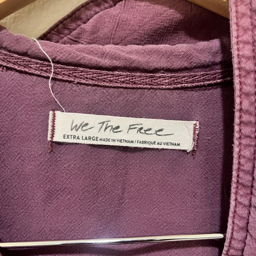 We The Free Free People Purple Button Down Shirt Size XL - Picture 4 of 6
